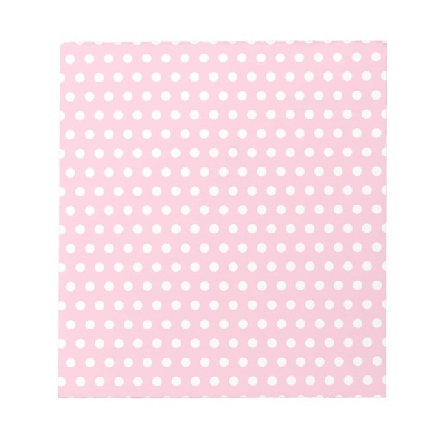 Pink and White Polka Dots Pattern. Notepad (Front)