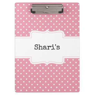 Pink and White Polka Dots Personalized  Clipboard