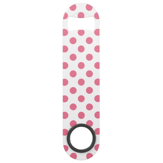 Pink and white polka dots speed bottle opener (Front)