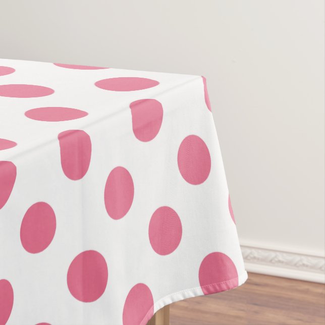 Pink and white polka dots tablecloth (In Situ)