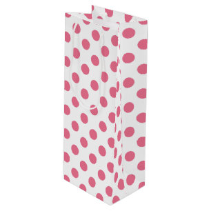 Pink and white polka dots wine gift bag