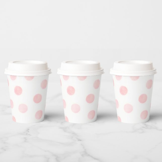 Pink and white polkadot paper cups w/ lids (Multi)