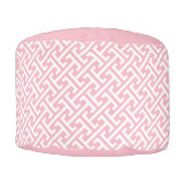 Pink and White Preppy Pattern Monogrammed Pouf (Front)