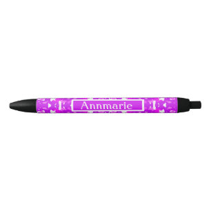 Pink and White Pretty Symmetrical Markings Black Ink Pen