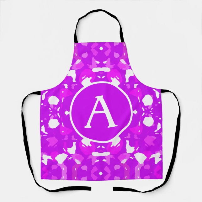 Pink and White Pretty Symmetrical Markings Letter Apron (Front)