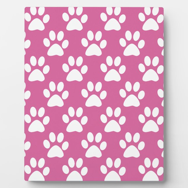 Pink and white puppy paws pattern plaque (Front)