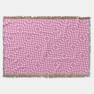 Pink and white puppy paws pattern throw blanket