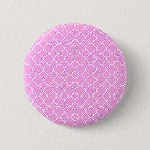 Pink And White Quatrefoil Pattern 2 Inch Round Button