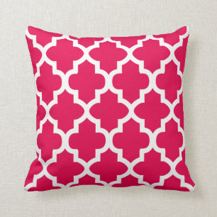 Pink and White Quatrefoil Pattern   DIY Colour Throw Pillow