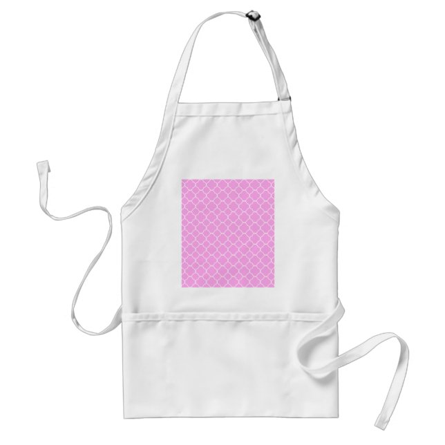 Pink And White Quatrefoil Pattern Standard Apron (Front)
