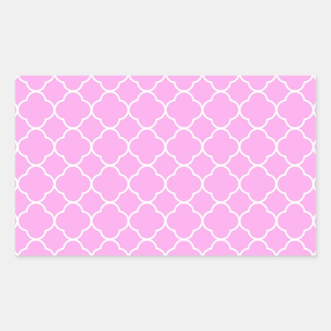 Pink And White Quatrefoil Pattern Sticker (Front)