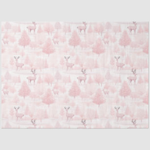 Pink and White Reindeer and Trees Christmas Tissue Paper