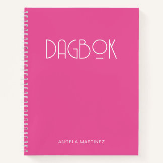 Pink and White Retro Style Dagbok Notebook