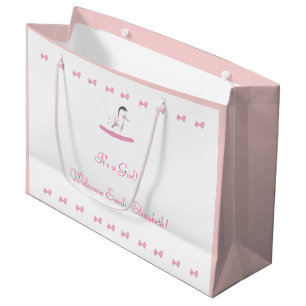 Pink and White Rocking Horse Theme Large Gift Bag