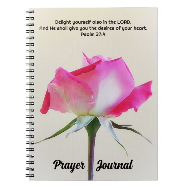 Pink and White Rose Flower Art Prayer Journal (Front)
