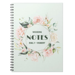 Pink and white Roses Frame Wedding Notes Notebook
