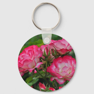 Pink and white roses keychain