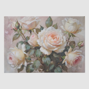 Pink and White Roses Print Decoupage / Tissue Paper