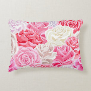 pink and white roses seamless pattern. Flowers tex Accent Pillow