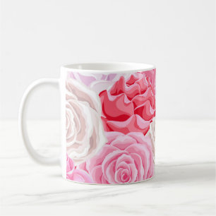 pink and white roses seamless pattern. Flowers tex Coffee Mug