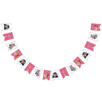 Pink and White Safari Animal Bunting Banner