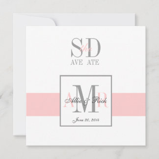Pink and White Save the Date Wedding Announcement