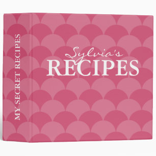 Pink and white scales pattern recipe binder book