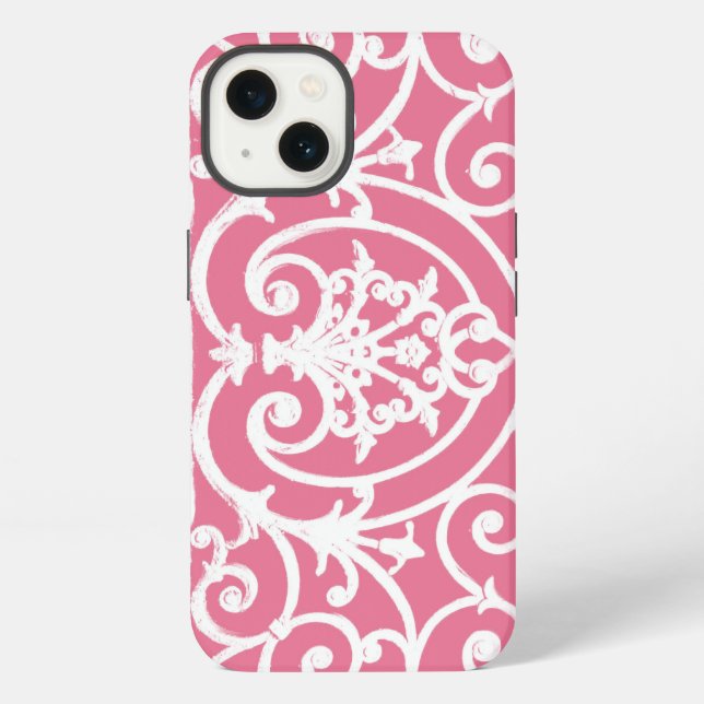Pink and white scrollwork Case-Mate iPhone case (Back)