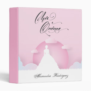 Pink and White Silhouette with Moon Quinceanera Binder