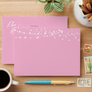 Pink and White Silhouette with Moon Quinceanera Envelope