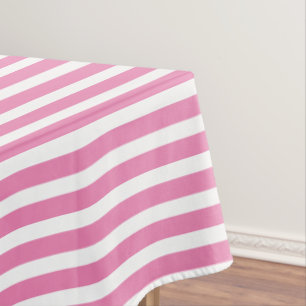 Pink and White Simple Stripes Pattern Tablecloth