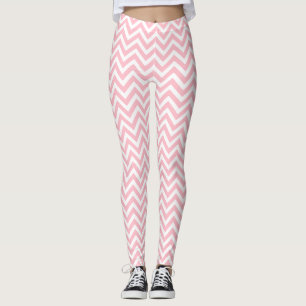 Pink and White Small Size Chevron Leggings