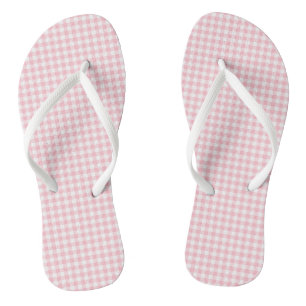 Pink and White Small Size Gingham Checks Flip Flops