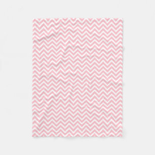 Pink and White Small Size Horizontal Chevron Fleece Blanket