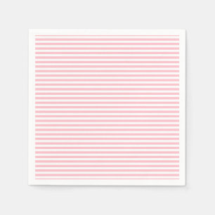 Pink and White Small Size Horizontal Stripes Paper Napkin