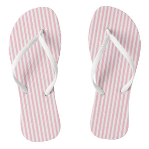Pink and White Small Size Vertical Stripes Flip Flops