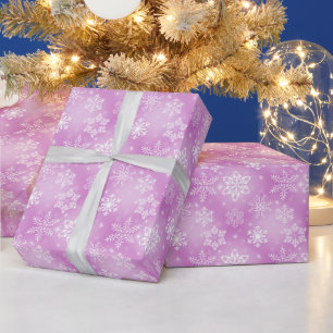 Pink and White Snowflakes Wrapping Paper