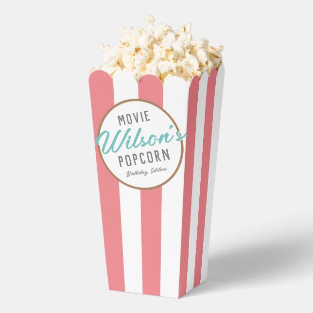Pink and White Special Event Movie Night Popcorn Favor Box (Popped)