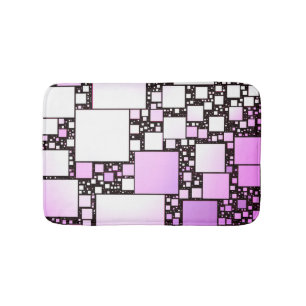 Pink and White Square Dancing Bath Mat