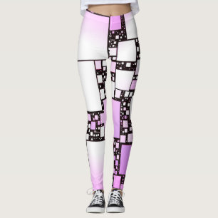 Pink and White Square Dancing Leggings