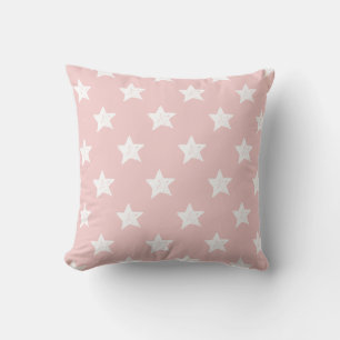 Pink and White Star Pattern Outdoor Pillow