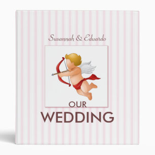 Pink and White Stripe Cupid and Arrow Binder