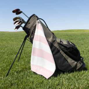 Pink and white stripe custom colour women’s golf towel