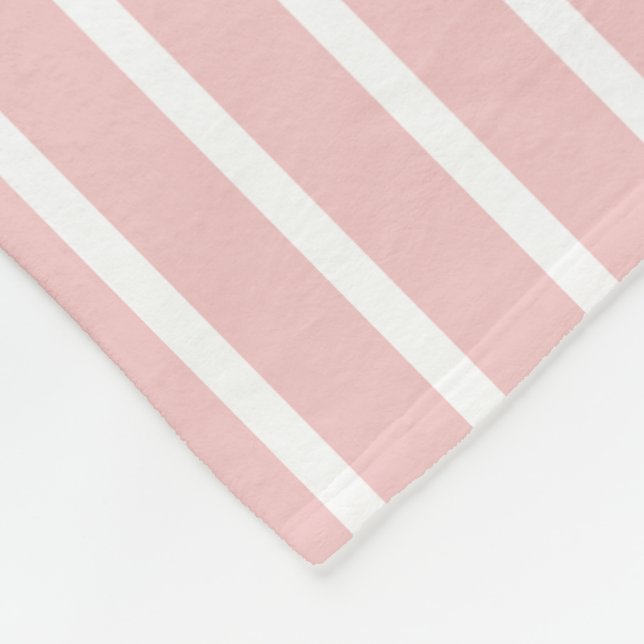 Pink and White Stripe Fleece Blanket (Corner)