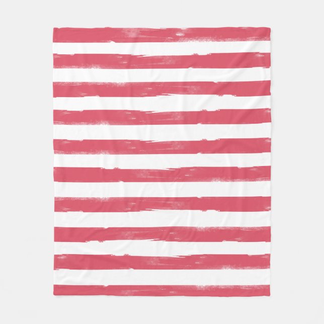 Pink and white stripe fleece blanket (Front)