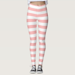 Pink and White Stripe Pattern Leggings