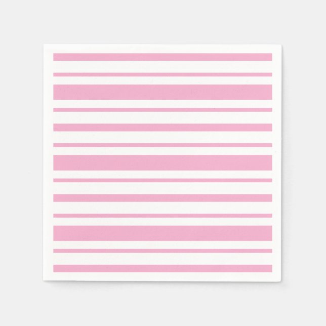 Pink and White Stripe Pattern Napkin (Front)