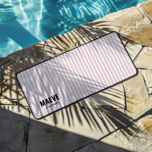 Pink and white stripe personalized modern elegant desk mat