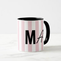 Pink and white stripe personalized modern monogram