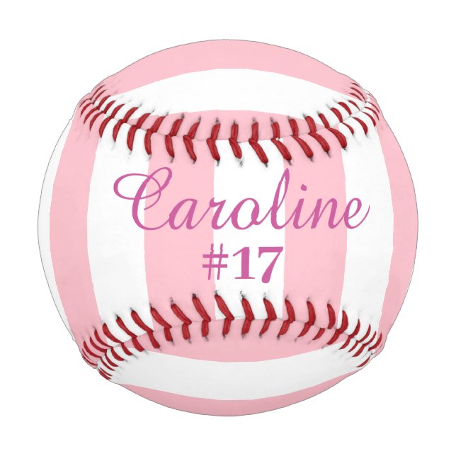 Pink and White Striped  Baseball (Front)